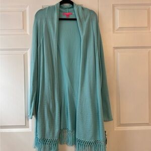 Lilly Pulitzer Turquoise Fringe Cardigan